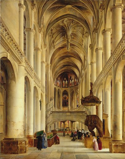 Interior of The Church of Saint-Etienne-du-Mont, Paris, c.1820 by Charles Renoux